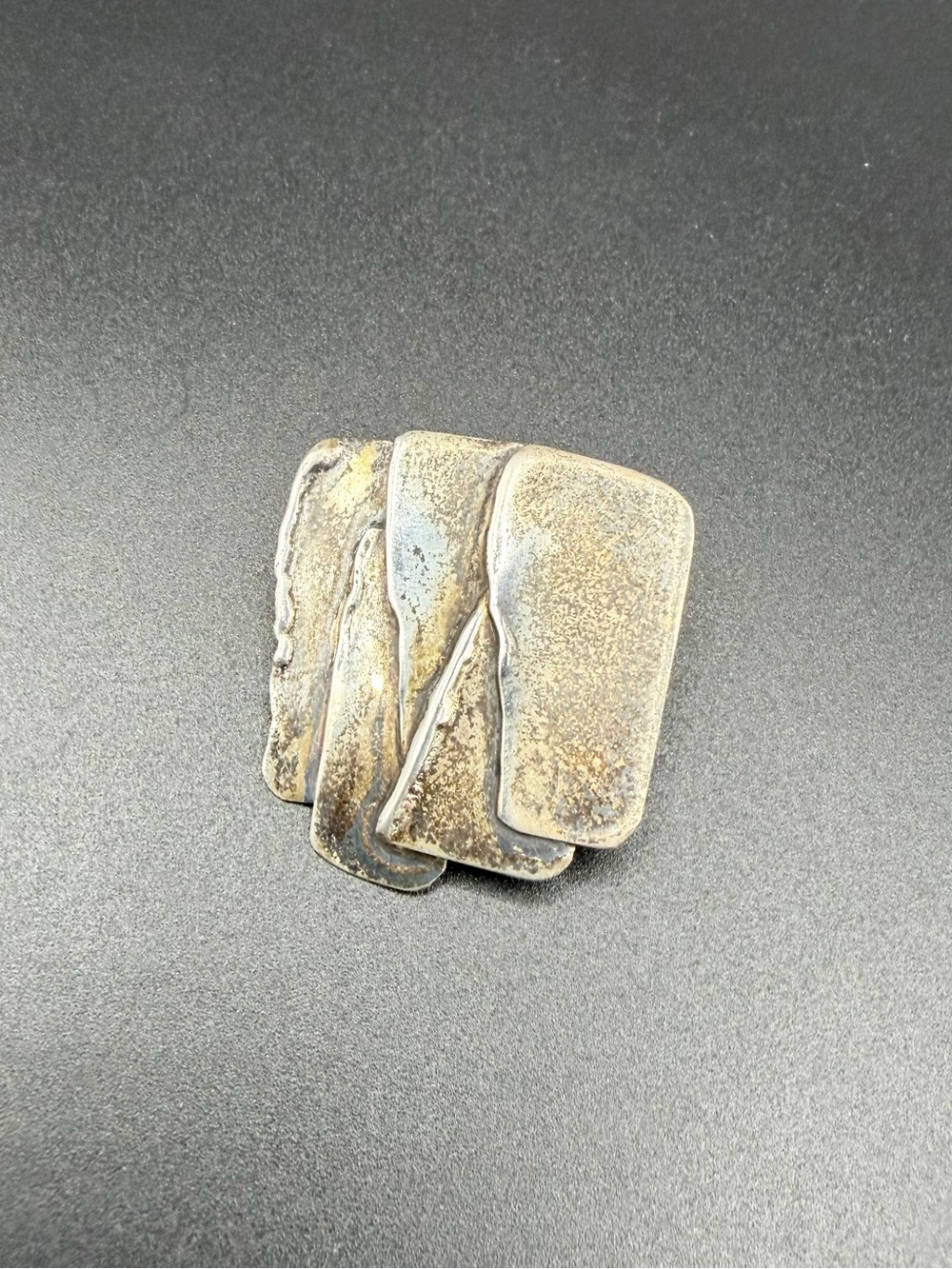 Vintage Sterling Silver 925 Zoe Pin Brooch Modernist Design Signed Layered